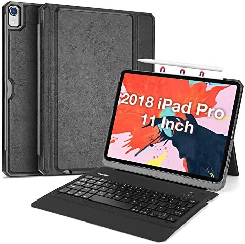 Procase iPad Pro 11 מארז מקלדת 2018, מארז מקלדת אלחוטי לניתוק עם Kickstand [תומך בטעינה של עפרון אפל] מרכז
